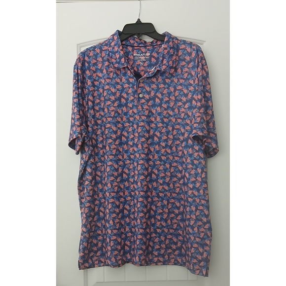 Prolaflon Other - Prolaflon Mens XL American Flag Fireworks Polo Shirt Navy Blue Patriotic Golf